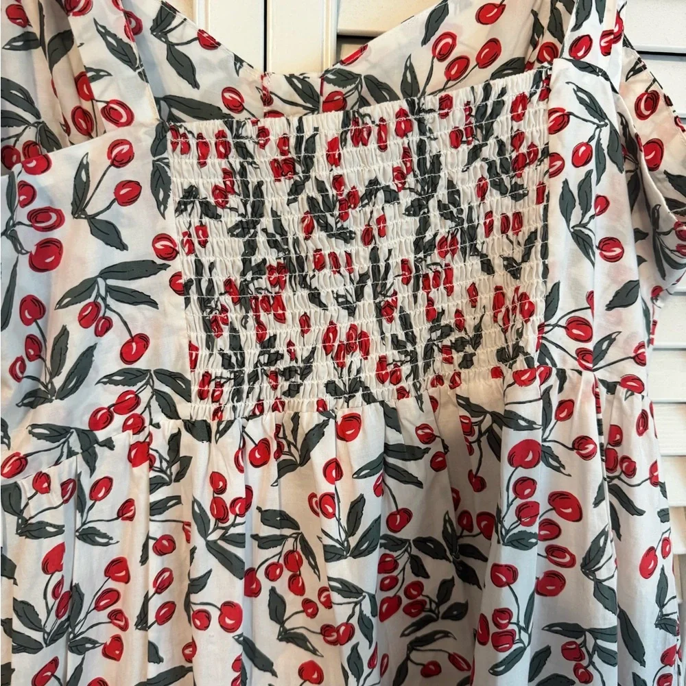 Chic Floral Midi Dress - White and Red - Picture 9 of 10